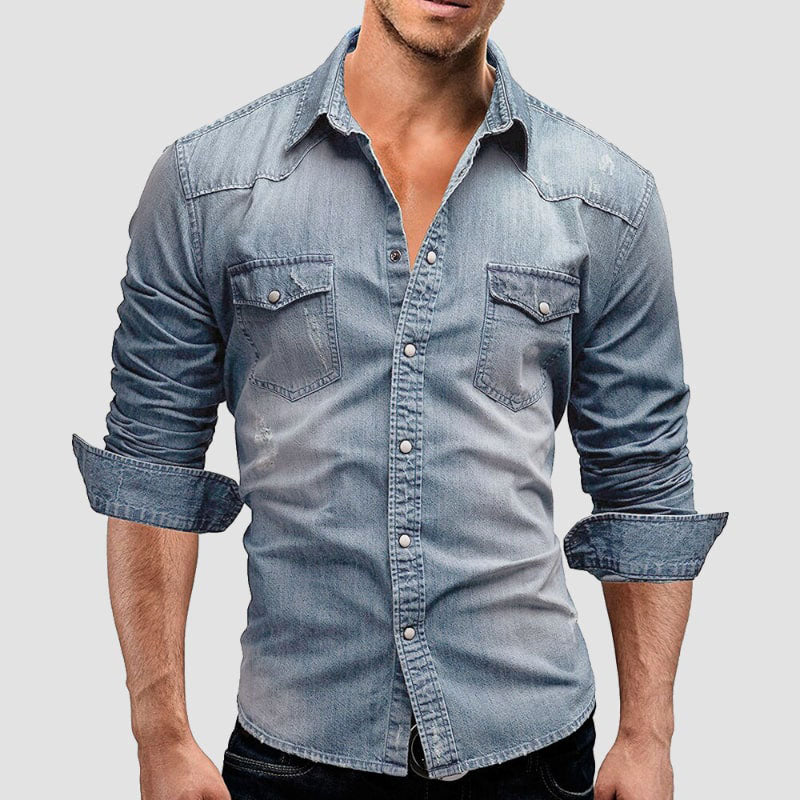 Edward Stone Slim Fit Denim Button Shirt