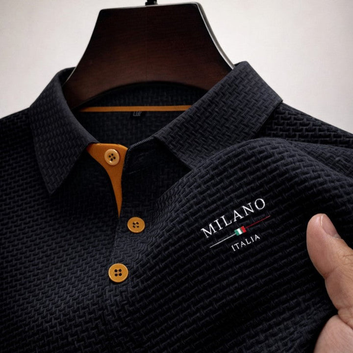Edward Stone Textured Polo Shirt with Button Placket
