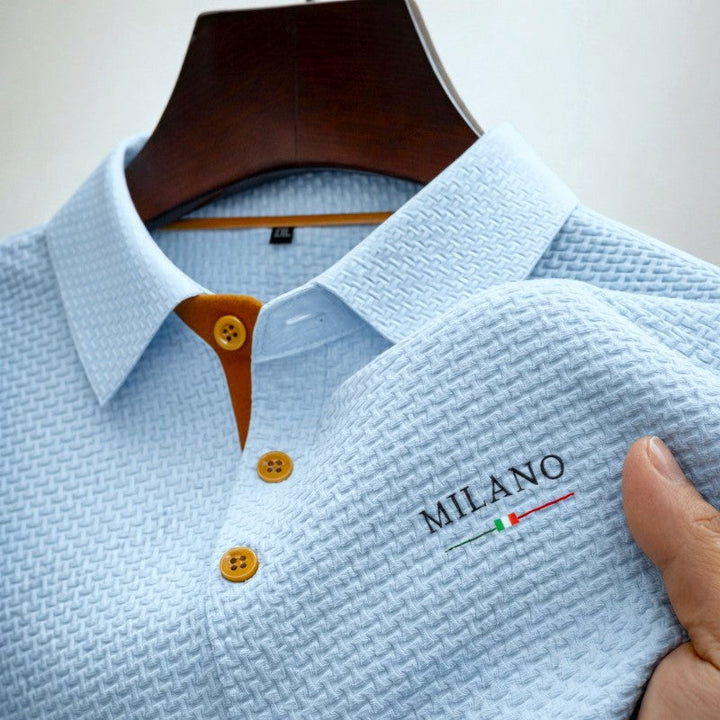 Edward Stone Textured Polo Shirt with Button Placket