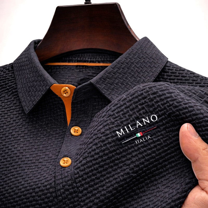 Edward Stone Textured Polo Shirt with Button Placket