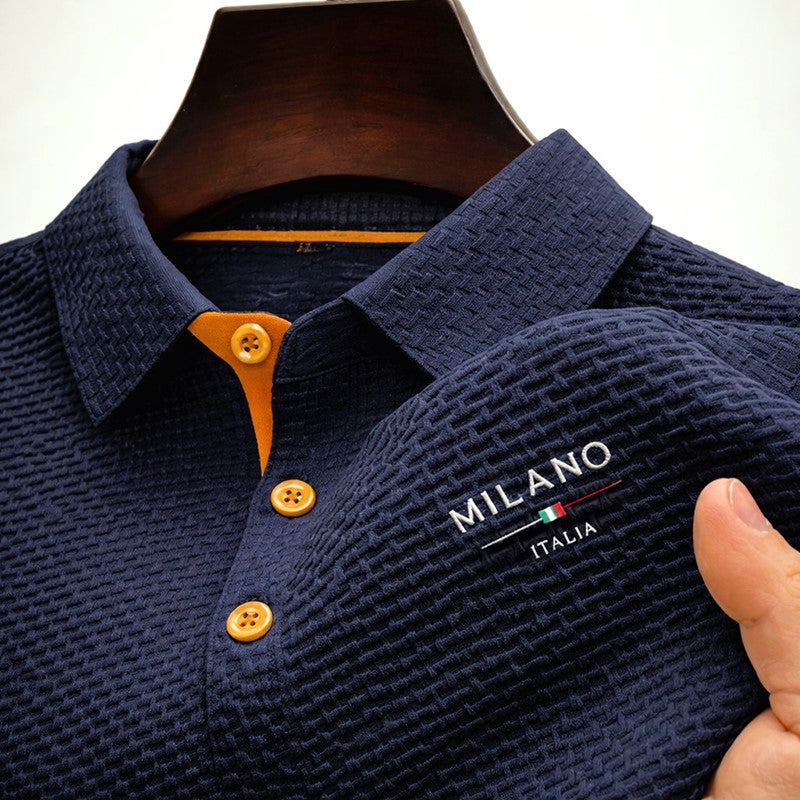 Edward Stone Textured Polo Shirt with Button Placket