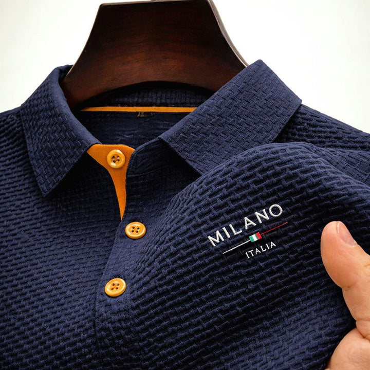Edward Stone Textured Polo Shirt with Button Placket