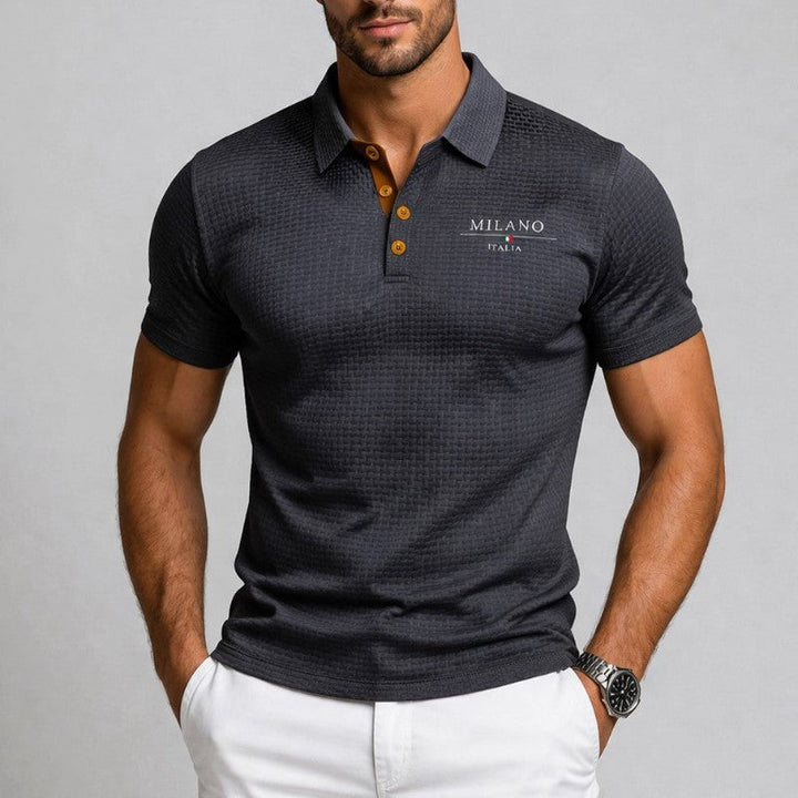 Edward Stone Textured Polo Shirt with Button Placket