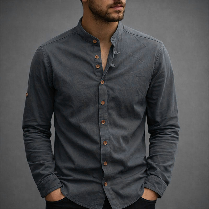 Edward Stone Long Sleeve Stand Collar Shirt