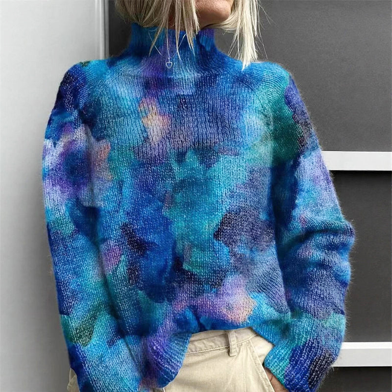Elara - Women's Floral Turtleneck Sweater