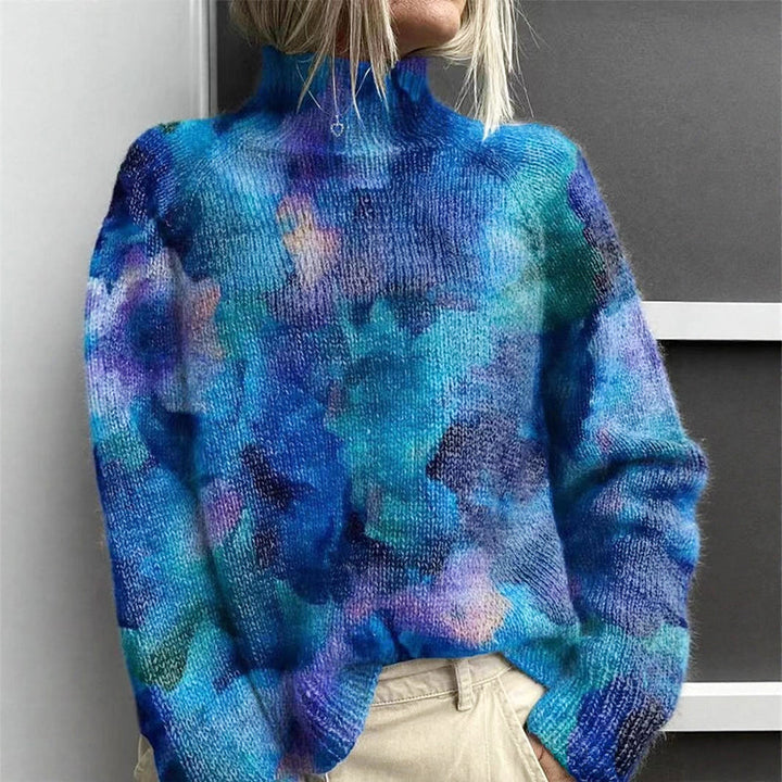 Elara - Women's Floral Turtleneck Sweater