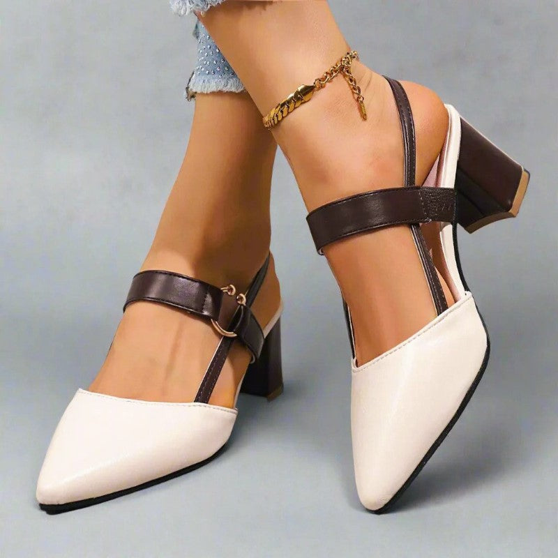 Elora - Women's Pointed-Toe Block Heels with Ring Strap