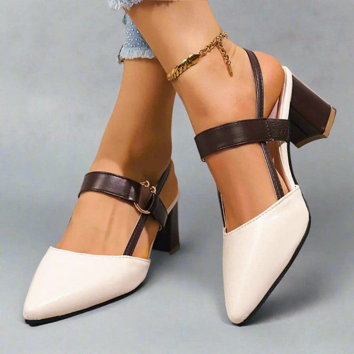 Elora - Women's Pointed-Toe Block Heels with Ring Strap