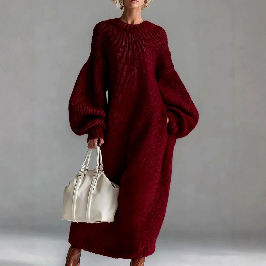 Evangelina - Women's Oversized Balloon Sleeve Knit Dress