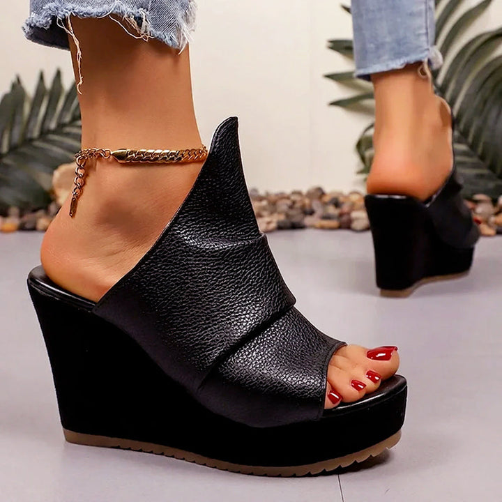 Bailey - Women’s Textured Slip-On Wedge Sandals