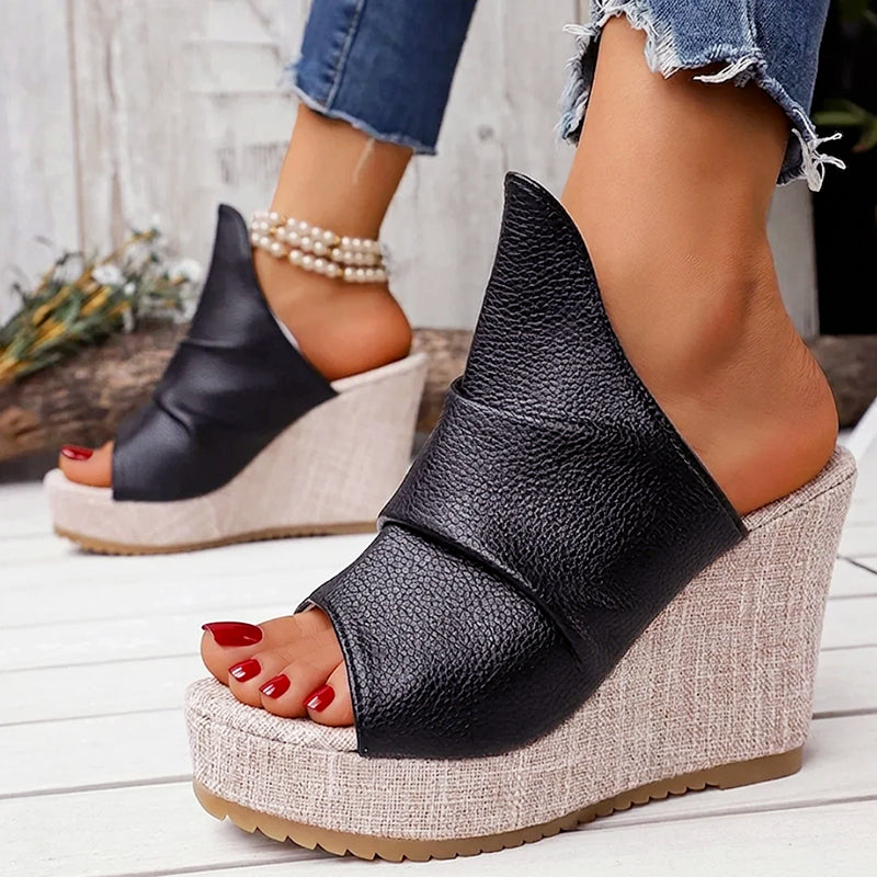 Bailey - Women’s Textured Slip-On Wedge Sandals