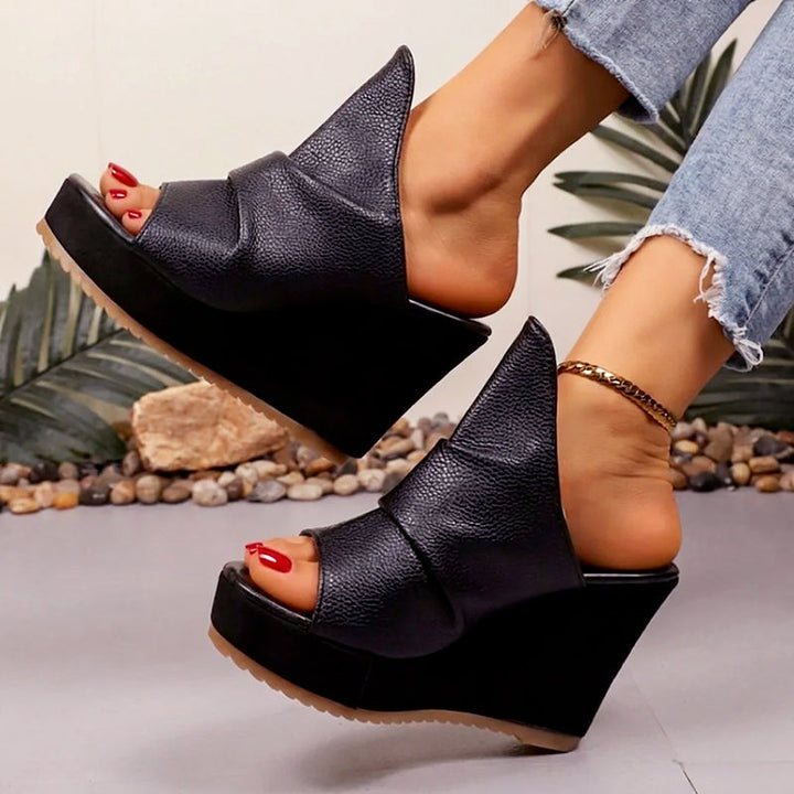 Bailey - Women’s Textured Slip-On Wedge Sandals