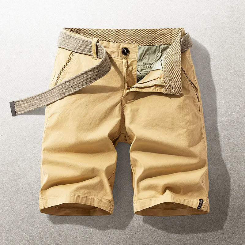 Garrett - Men's Classic Fit Belted Cotton Shorts