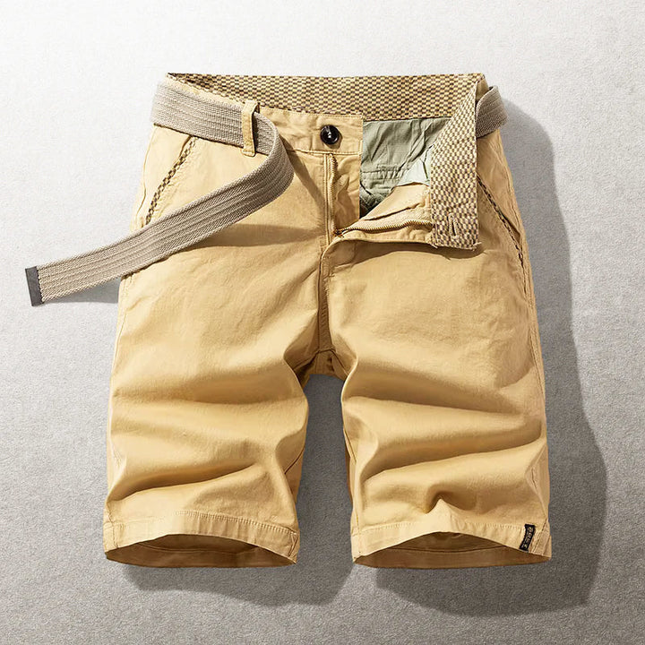 Garrett - Men's Classic Fit Belted Cotton Shorts