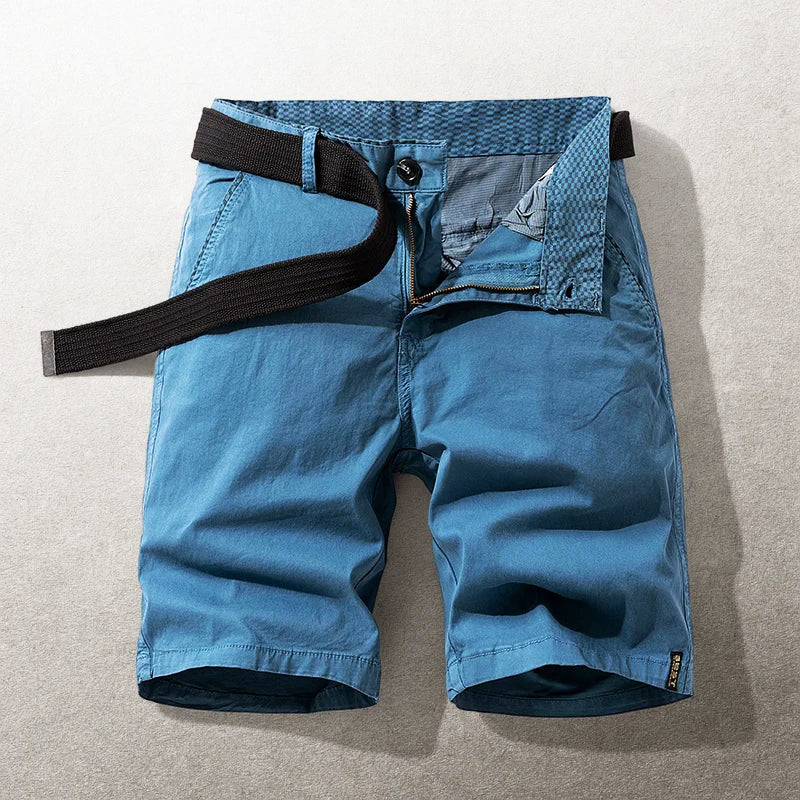 Garrett - Men's Classic Fit Belted Cotton Shorts