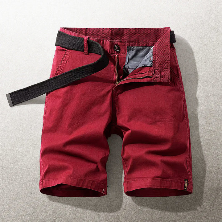 Garrett - Men's Classic Fit Belted Cotton Shorts