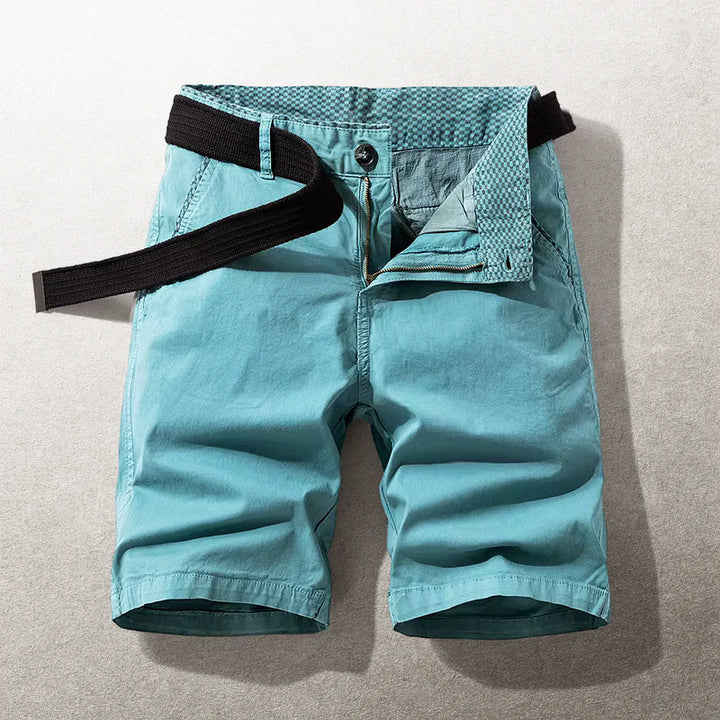 Garrett - Men's Classic Fit Belted Cotton Shorts