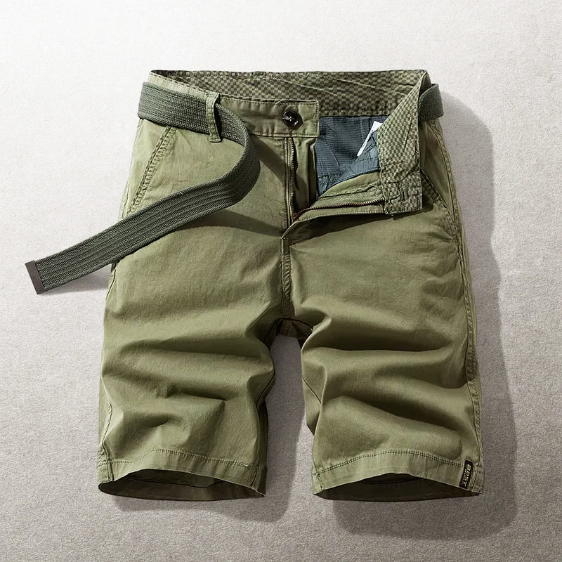Garrett - Men's Classic Fit Belted Cotton Shorts