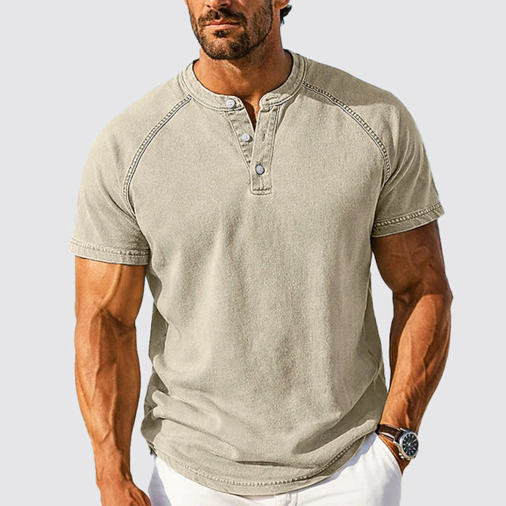Gavin - Men's Cotton Short-Sleeve Henley T-Shirt