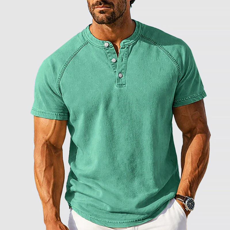 Gavin - Men's Cotton Short-Sleeve Henley T-Shirt