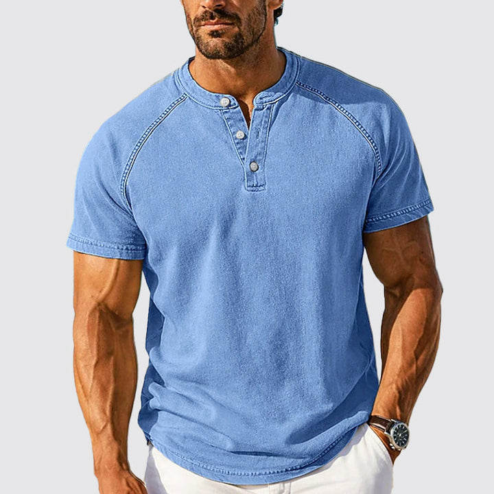 Gavin - Men's Cotton Short-Sleeve Henley T-Shirt