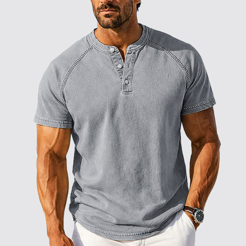 Gavin - Men's Cotton Short-Sleeve Henley T-Shirt