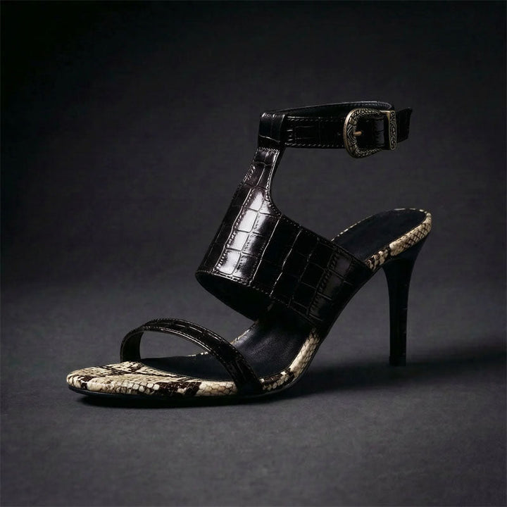 Gemma - Women's Croc Ankle Strap Stiletto Sandals