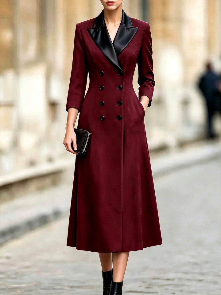 Gillian - Women's Lapel Collar Double Breasted Office Dress
