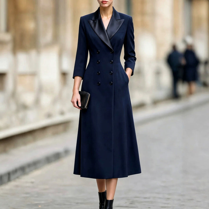 Gillian - Women's Lapel Collar Double Breasted Office Dress