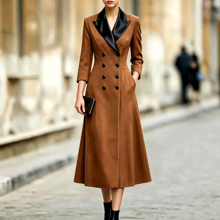 Gillian - Women's Lapel Collar Double Breasted Office Dress