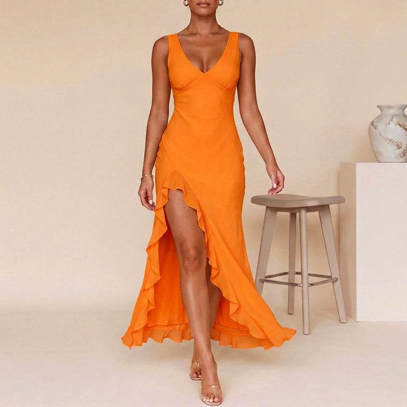 Gracie - Women’s Asymmetrical Ruffle Hem Formal Dress