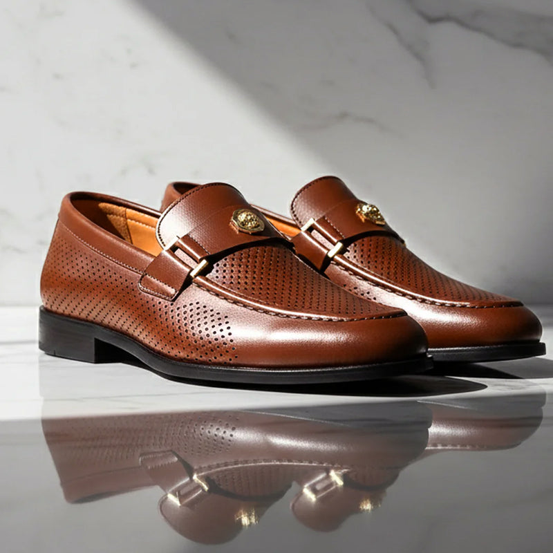Graham - Men's Perforated Leather Dress Loafers