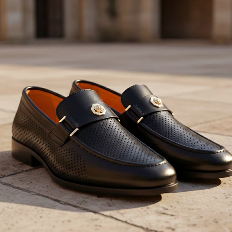 Graham - Men's Perforated Leather Dress Loafers