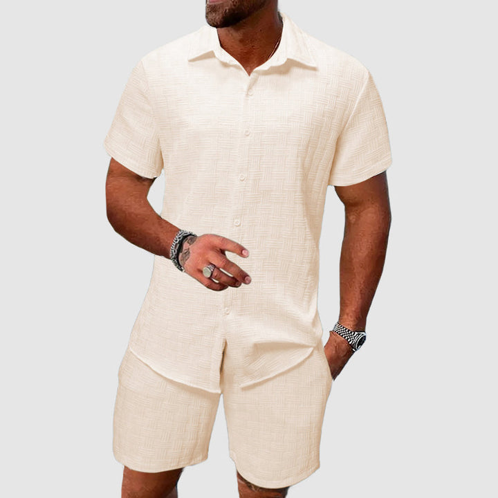 Grant - Men's Button-Down Shirt and Shorts Summer Set