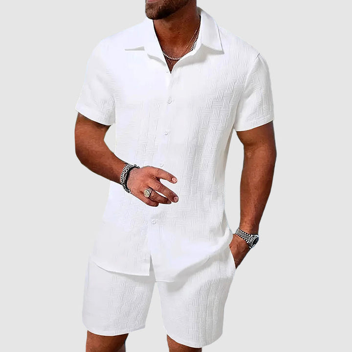 Grant - Men's Button-Down Shirt and Shorts Summer Set