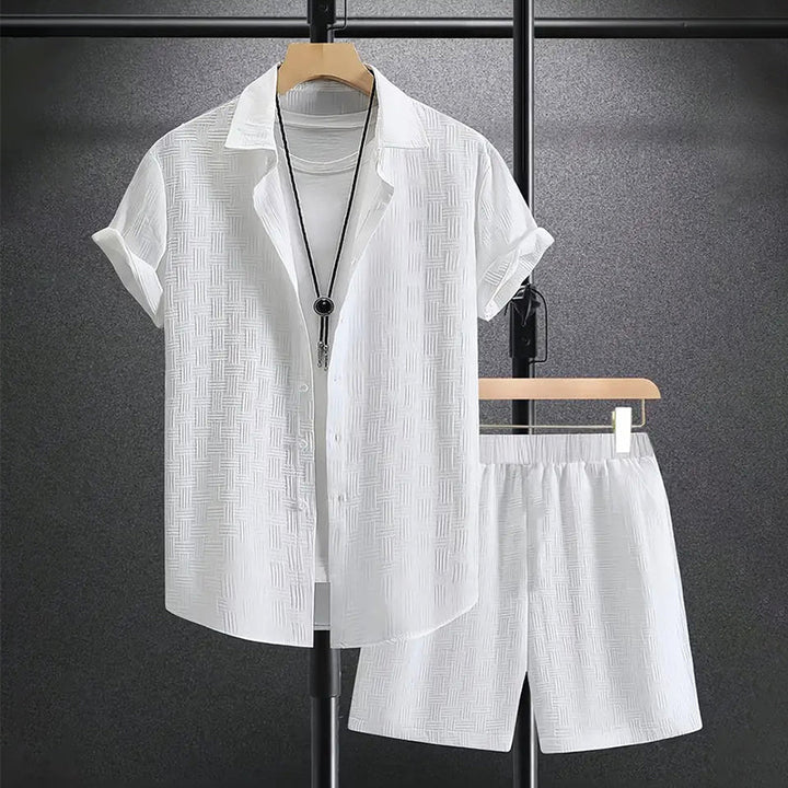 Grant - Men's Button-Down Shirt and Shorts Summer Set