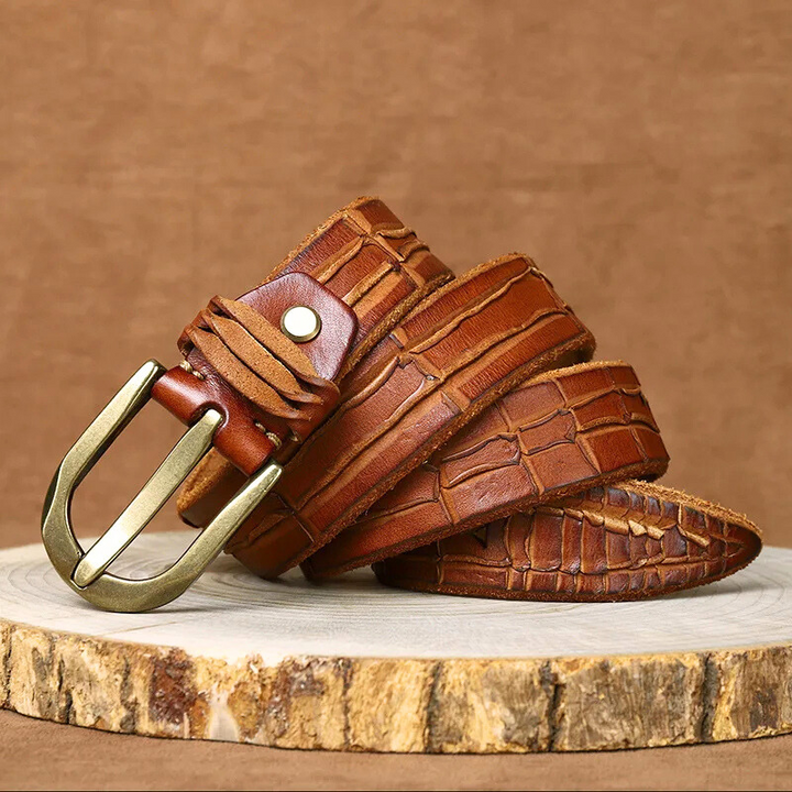 Harlow - Men's Genuine Leather Crocodile-Embossed Belt