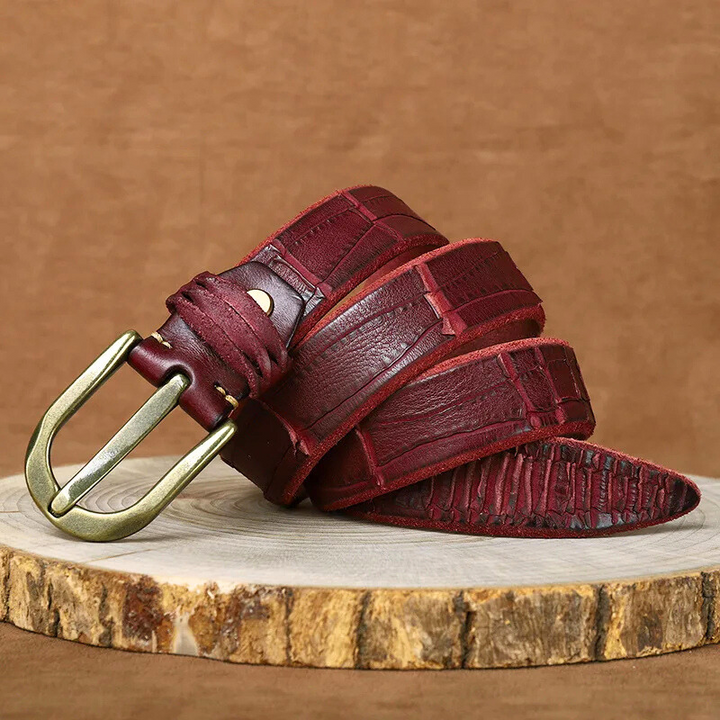 Harlow - Men's Genuine Leather Crocodile-Embossed Belt