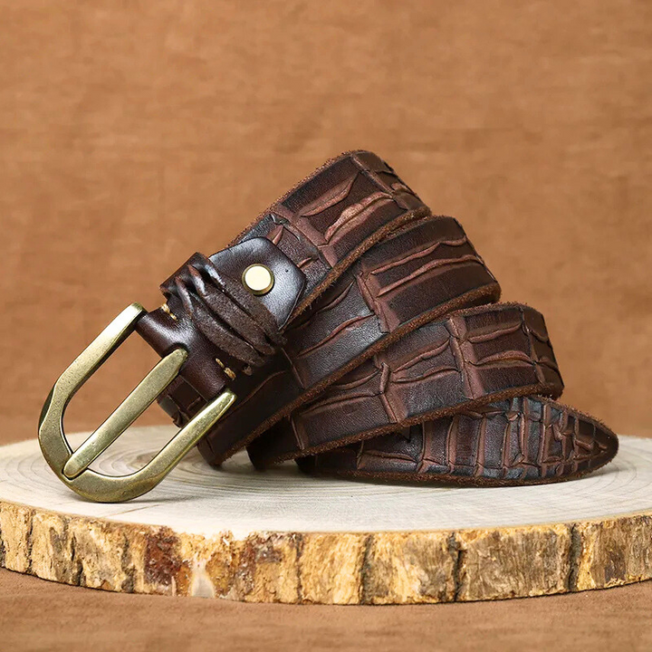Harlow - Men's Genuine Leather Crocodile-Embossed Belt