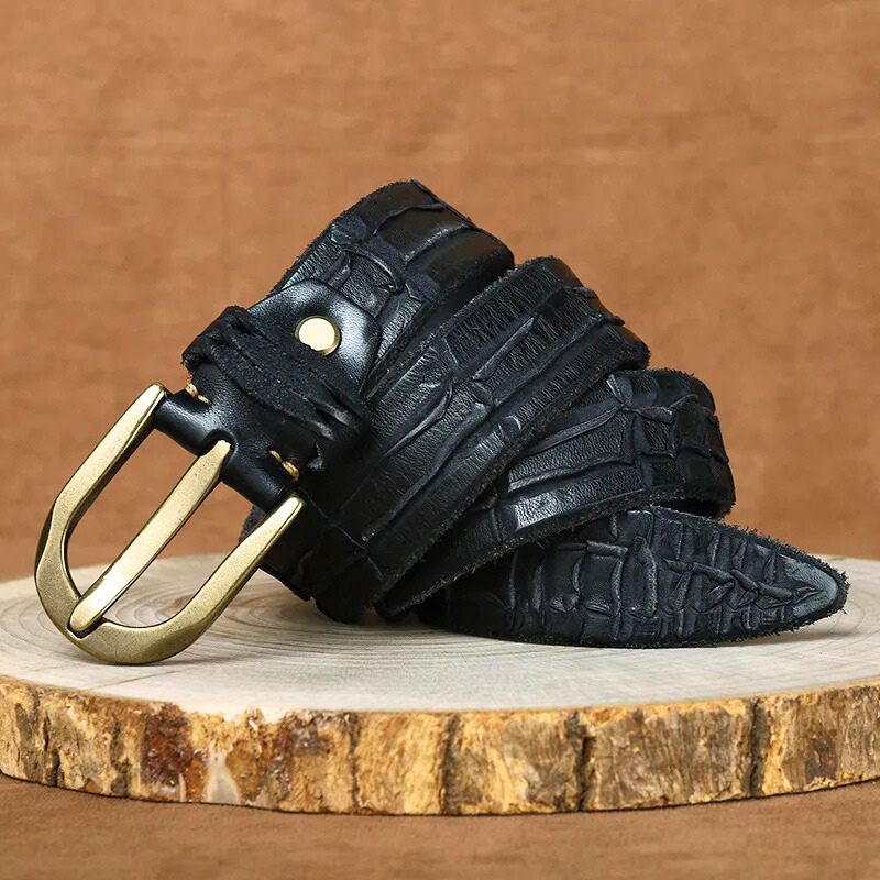 Harlow - Men's Genuine Leather Crocodile-Embossed Belt
