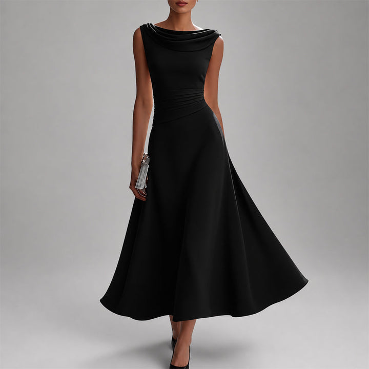 Harper - Women's Elegant Low-Back Cocktail Midi Dress