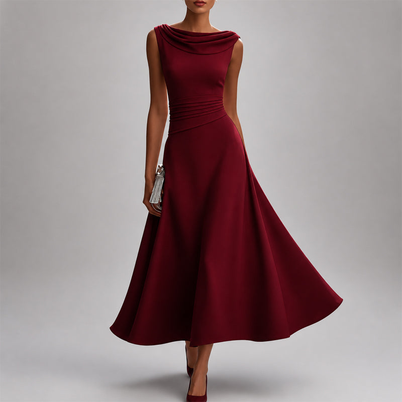 Harper - Women's Elegant Low-Back Cocktail Midi Dress