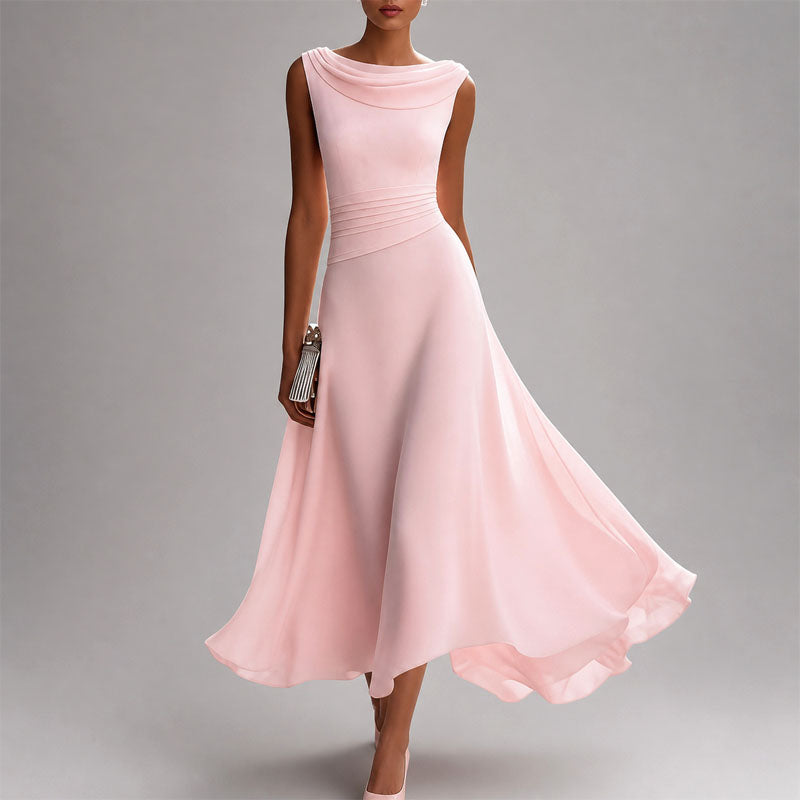 Harper - Women's Elegant Low-Back Cocktail Midi Dress