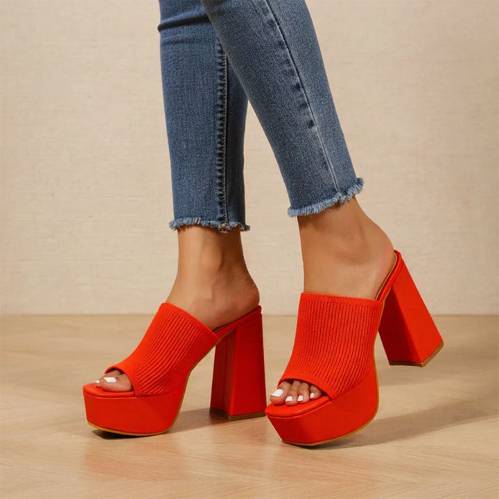 Harper - Women's Knit Strap Open Toe Platform Heels