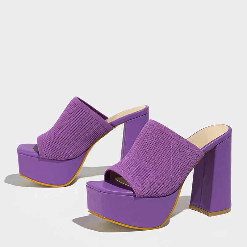 Harper - Women's Knit Strap Open Toe Platform Heels