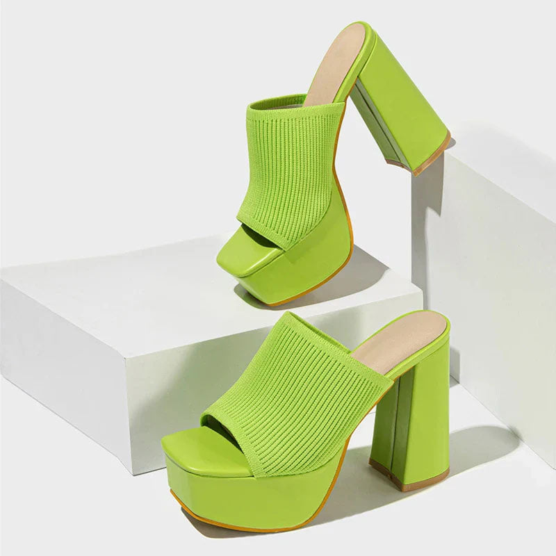 Harper - Women's Knit Strap Open Toe Platform Heels