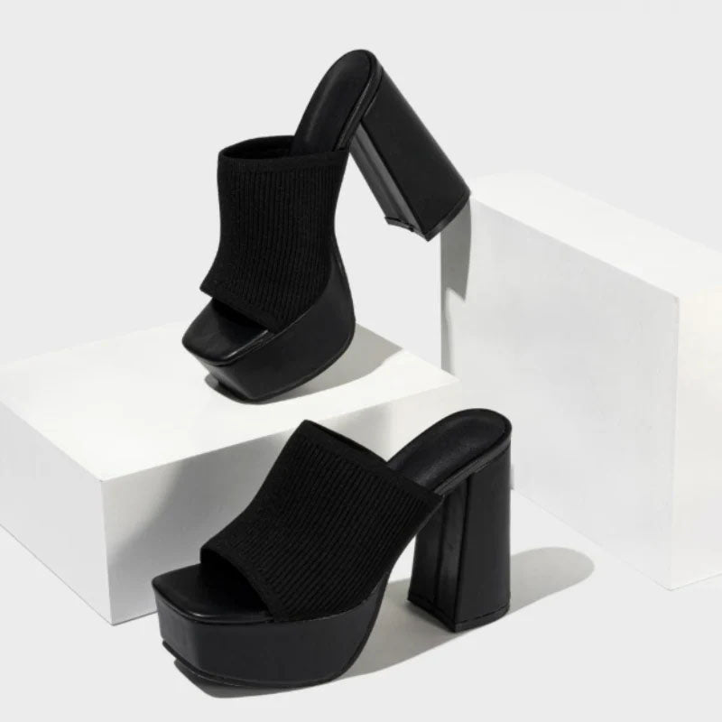 Harper - Women's Knit Strap Open Toe Platform Heels