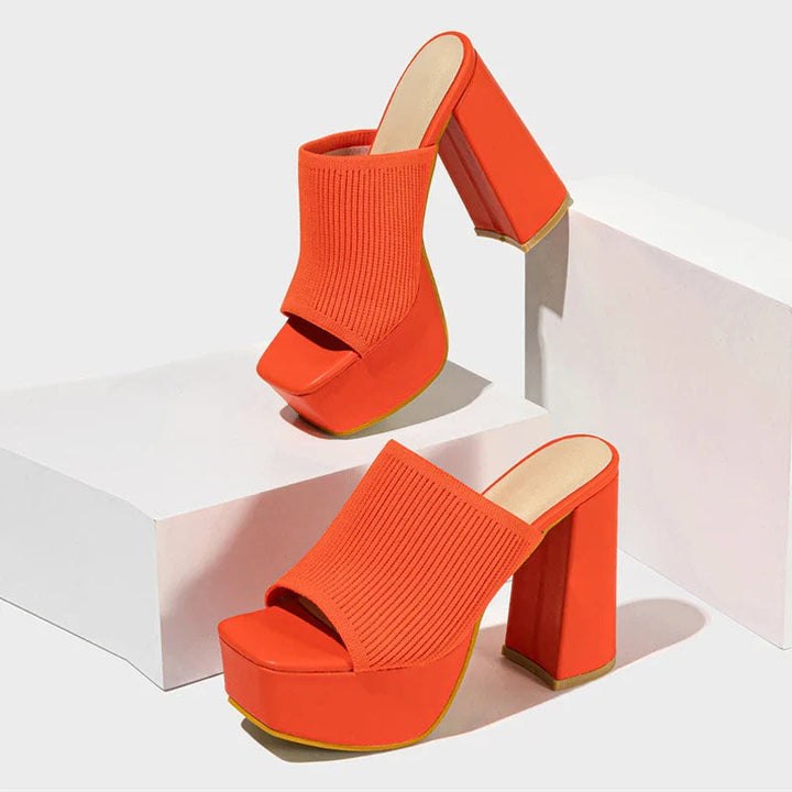 Harper - Women's Knit Strap Open Toe Platform Heels