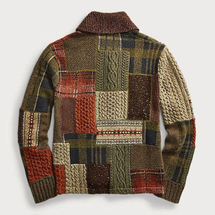 Harry-  Men's Vintage Patchwork Knit Cardigan