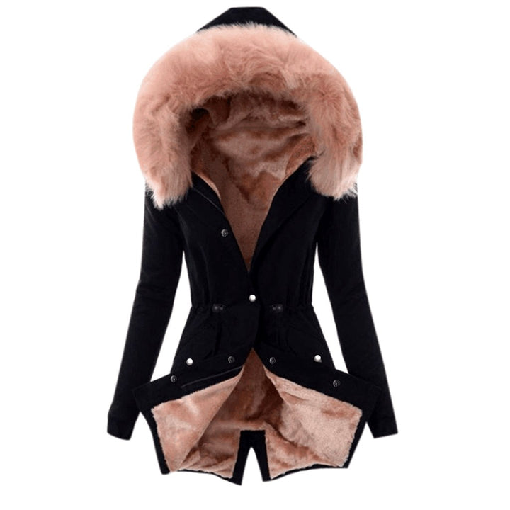 Hazel - Women's Fleece-Lined Faux Fur Hooded Parka Coat